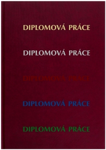 Ukázka potisku desek diplomové práce bordó desky - zlacení